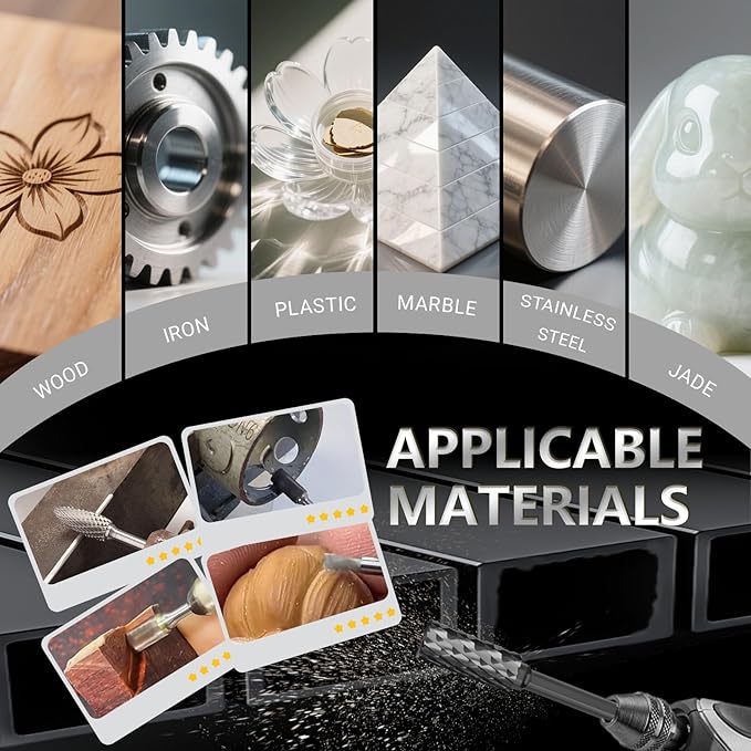 CATITO 20Pcs Carbide Burr Set 1/8" Shank Die Grinder Bits Rotary File Rasp Attachments Cutting Burrs Metal Grinding Engraving Porting