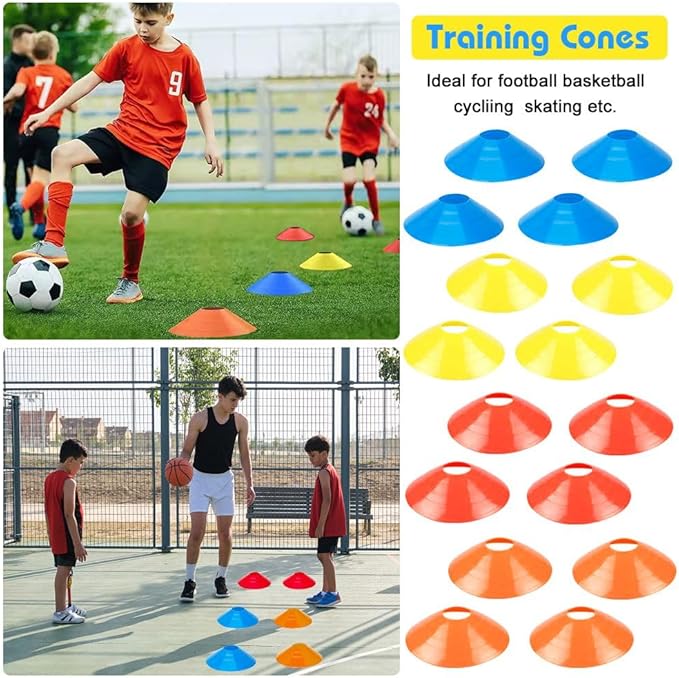 Soccer Speed Agility Training Set - 20FT Agility Ladder 12/16 Sports Cones and Soccer Kick Trainer Football Training Equipment Footwork Drills for Youth and Adults