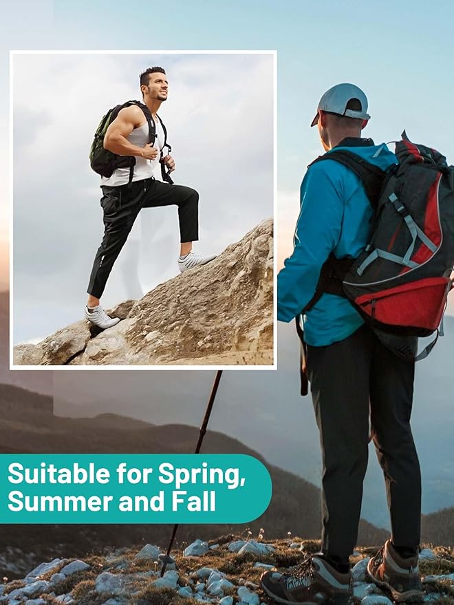 Men's Hiking Pants Quick-Dry Lightweight Sweatpants Outdoor Fishing Pants Water Resistant with Zipper Pockets