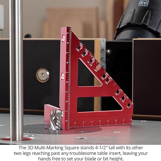 Imperial 3D Carpenter Square Hole Scribing Triangle Ruler,Quick 15° to 90° Multi-Angle Measuring Ruler with Angle Pin,Aluminum Alloy Woodworking Square Protractor High Precision Layout Tool