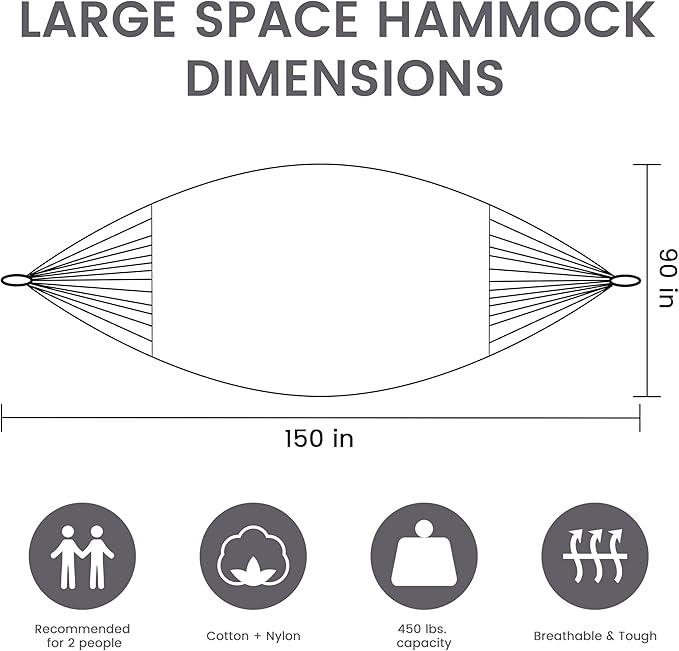 LazyDaze Hammocks Handwoven Outdoor Double Rope Mayan Hammock Bed, Tree Hammocks with Stand for Outside Patio Indoor Bedroom, hamacas para adultos, Blue