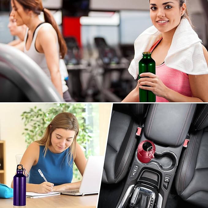 24 Pcs Aluminum Water Bottle 17oz Aluminum Reusable Bottles with Clips Sports Lightweight Water Multipack Easy Carry Leakproof Travel for Gym Hiking Cycling Sports Outdoor(Multi Color)