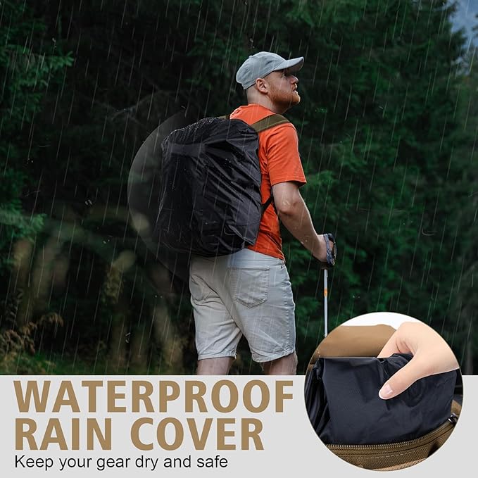 Goture Fishing Backpack, 900D Water-Resistant Tackle Backpack with Rod Holders, 45L Large Fishing Bag Storage Gear Tackle Bag with Rain Cover, Soft Bait Binder for Camping Hiking (Without Tackle Box)