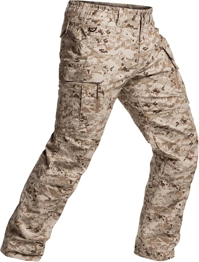 CQR Men's Flex Stretch Tactical Pants, Water Resistant Ripstop Cargo Pants, Lightweight EDC Outdoor Work Hiking Pants