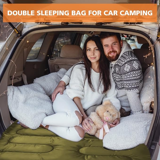 Double Sleeping Bags for Adults, 2 Person Camping Sleeping Bag for Cold & Warm Weather