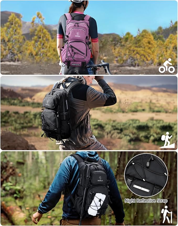 NOOLA Hydration Backpack with 3L Water Bladder, 22L Water Backpack for Hiking Cycling Running Biking, Lightweight Hiking Pack (Black)