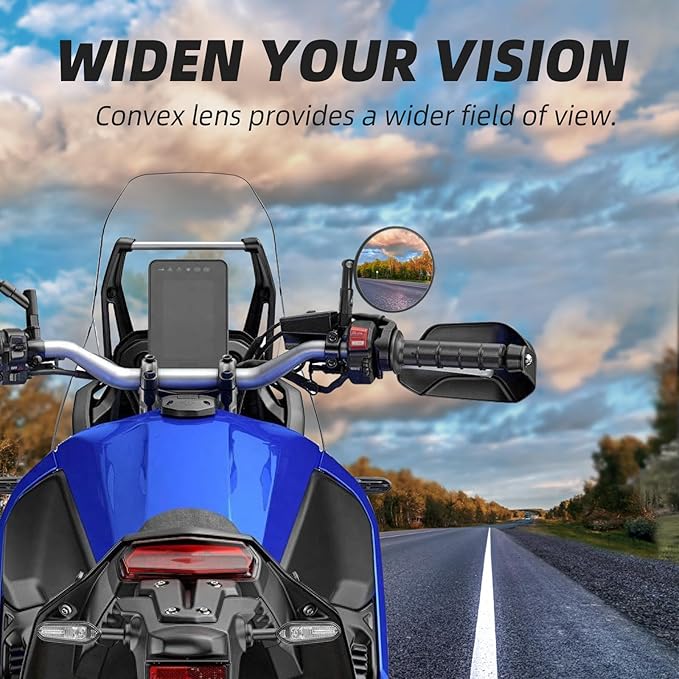 Motorcycle Mirrors for Handlebars - 7/8" Universal Foldable Rear View Bar End Side Mirrors with M8 M10 Bolts + Mount for Adventure Motorcycle/Dirt Bike/E-bike/Scooters/ATV/UTV Accessories