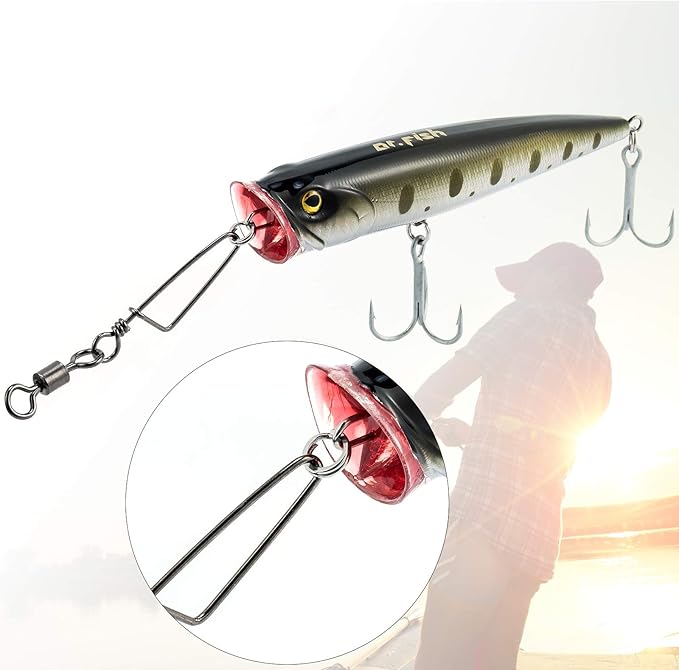 Dr.Fish 30 Pack Barrel Snap Swivels, Barrel Swivels Fishing Tackle Crane Rolling Coast Lock Snap Lure Leader Line Connector Fresh&Saltwater