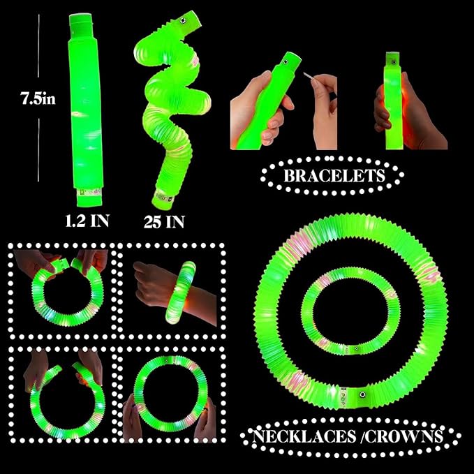 Green 12 Pack Light Up Party Favors Supplies,Bulk Glow Sticks Bracelet,Necklace Accessories for Kids,Birthday Return Gifts Treats,Easter Basket Goodie Bag Stuffer Fillers for Boys Girls