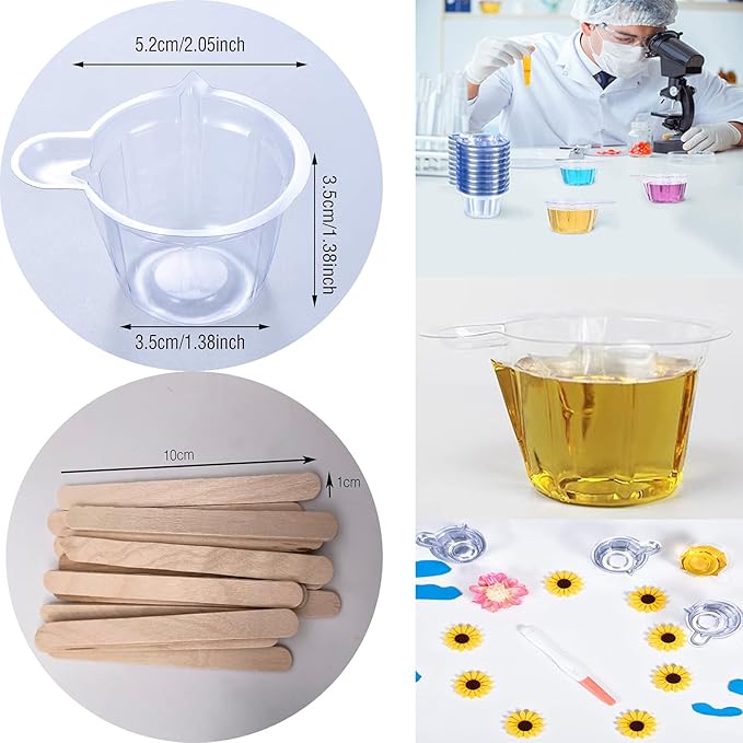 HOINCO Mixing Cup 100PCS,40ml Disposable Plastic Resin Mixing Cups Multipurpose Dispensing Cup for Mixing Paint, Epoxy, Resin Crafts DIY (Clear),Come with 20 PCS Wood Craft Sticks