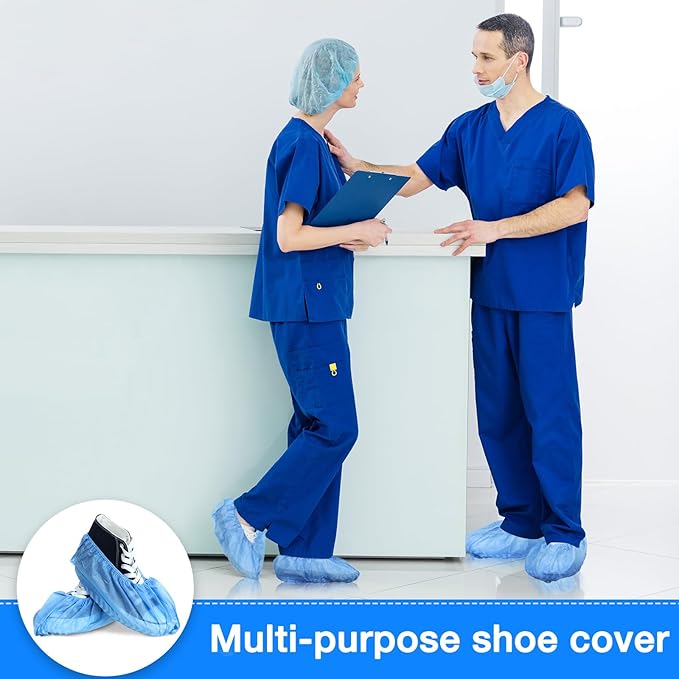 200 Packs Disposable Boot Shoe Covers Non Slip Thick Extra Booties for Shoes Covers Durable for Men Women (Blue)