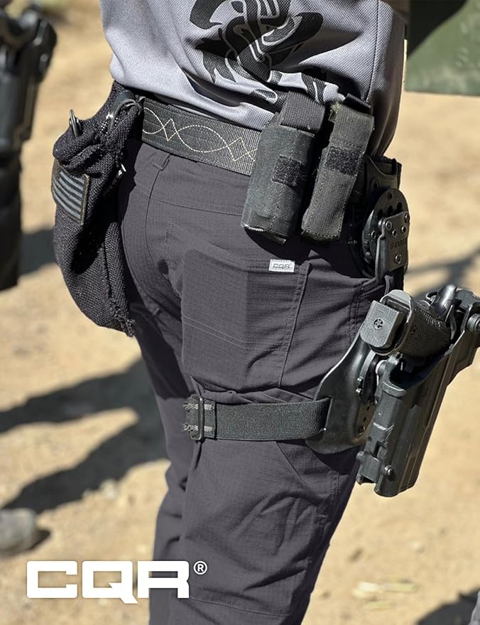 CQR Men's Flex Stretch Tactical Pants, Water Resistant Ripstop Cargo Pants, Lightweight EDC Outdoor Work Hiking Pants