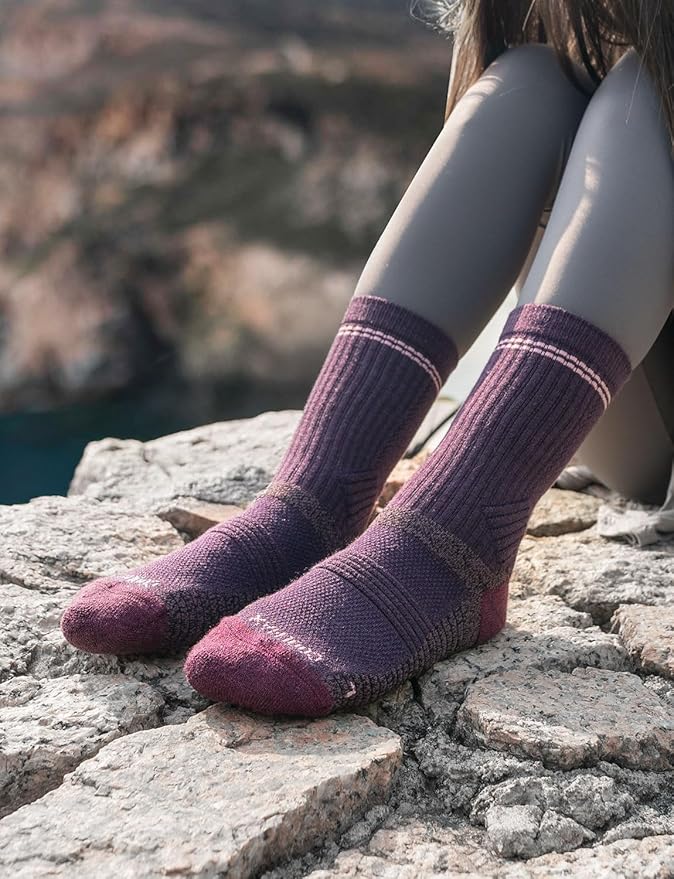 Merino Wool seamless Hiking Socks Moisture Wicking Anti-Blister Breathable Cushioned Compression Womens