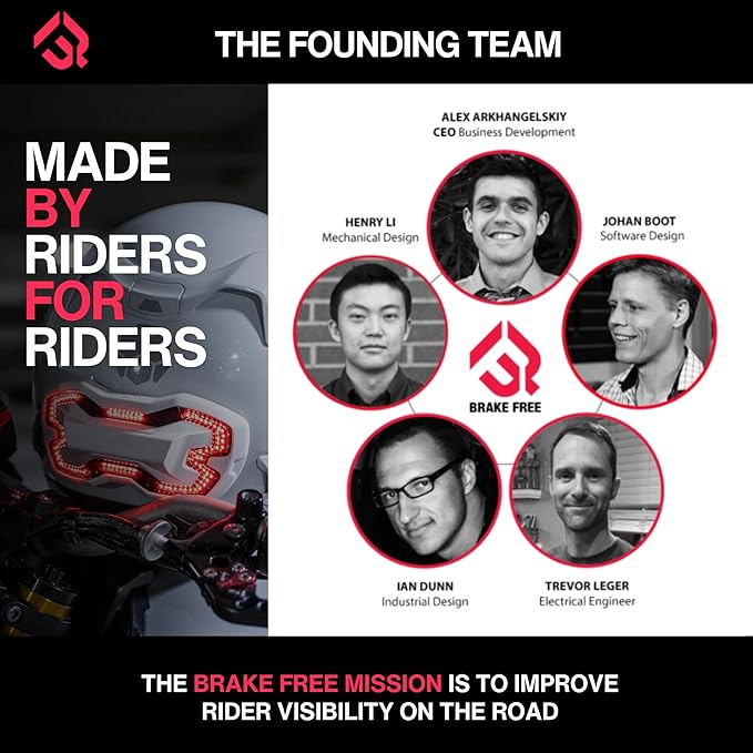 Brake Free Helmet Light - Smart Wireless Motorcycle Lights- Weatherproof LED Motorcycle Helmet Light - Lightweight & Aerodynamic Design - Smart Brake Detection - Single Button Operation - White