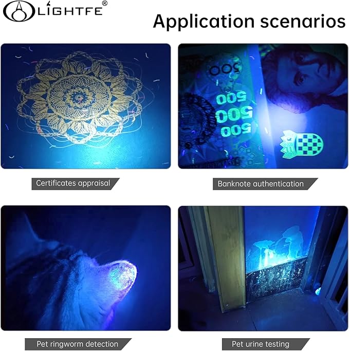 LIGHTFE MINI05 Keychain UV Flashlight Rechargeable Multi Functional MINI UV Light Intelligent Compact 365nm Small Flashlight (Mini05D)