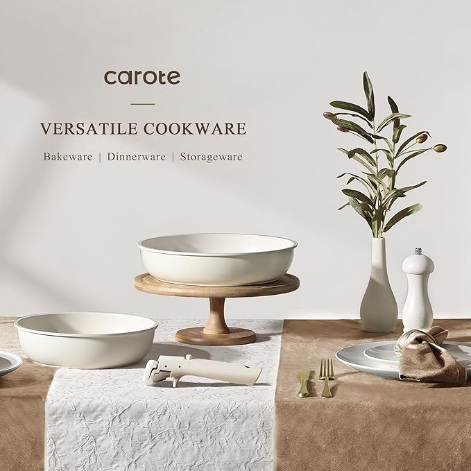 CAROTE 19pcs Pots and Pans Set, Nonstick Cookware Set Detachable Handle, Induction Kitchen Cookware Sets Non Stick with Removable Handle, RV Cookware Set, Oven Safe