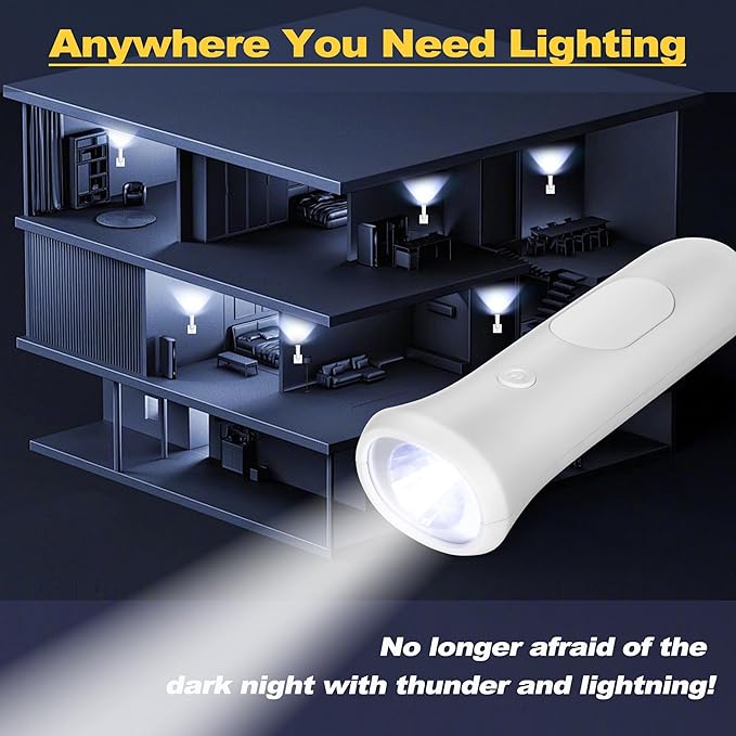 4 in 1 Emergency Lights for Home Power Failure, 2 Pcs Rechargeable LED Flashlight Plug in Wall, Automatic Turn-On Power Outage Night Light Flashlight for Hurricane Preparedness Items
