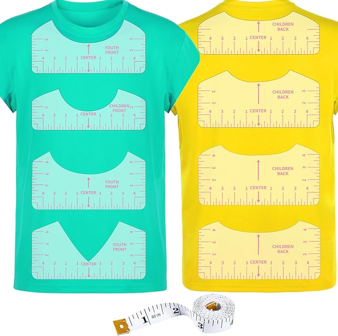 9pcs Tshirt Ruler Guide for Vinyl Alignment, T Shirt Rulers to Center Designs, PVC Measurement Template, Sewing Supplies Accessories Tools for Cricut Heat Press & HTVRONT HTV Transfer Vinyl (Pink)