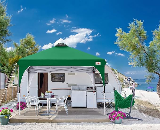 ABCCANOPY Outdoor Pop up Canopy Tent, 10x10 Instant Portable Canopy for Camping, Beach, Backyard, Green