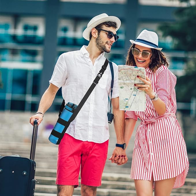 HEYSKAY Water Bottle Holder With Handle and Adjustable Shoulder Strap, Sling With Carabiner for 12oz-40oz Hydro Flask, Sports, Gym, Hiking, Camping, Walking