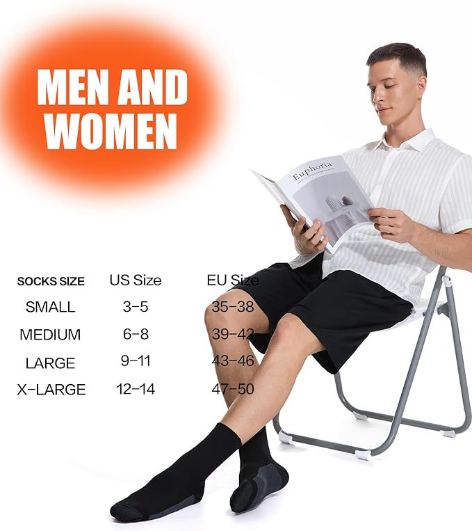 3 Pairs Men's Merino Wool Socks - Thermal Winter and Hiking Socks with Cushioned Support for Everyday Comfort