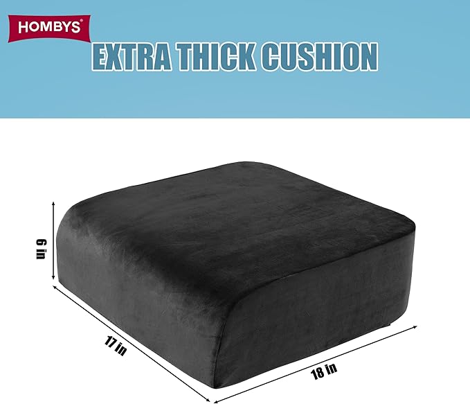 HOMBYS Extra Thick Seat Cushions for Office Chair,Adult Booster Seat for Car,Memory Foam Car Cushion for Height,Chair Cushions for Elderly Wheelchair,Desk Chair Seat Cushion (Black)