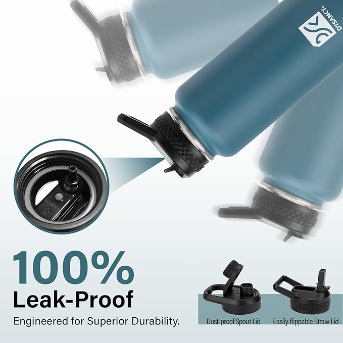 Insulated Water Bottle | Thickened Stainless Steel Vacuum Metal | Portable Sports Water Jug for Gym and Hiking with Straw, Carrier Bag, Handle Strap | BPA-Free 32 oz