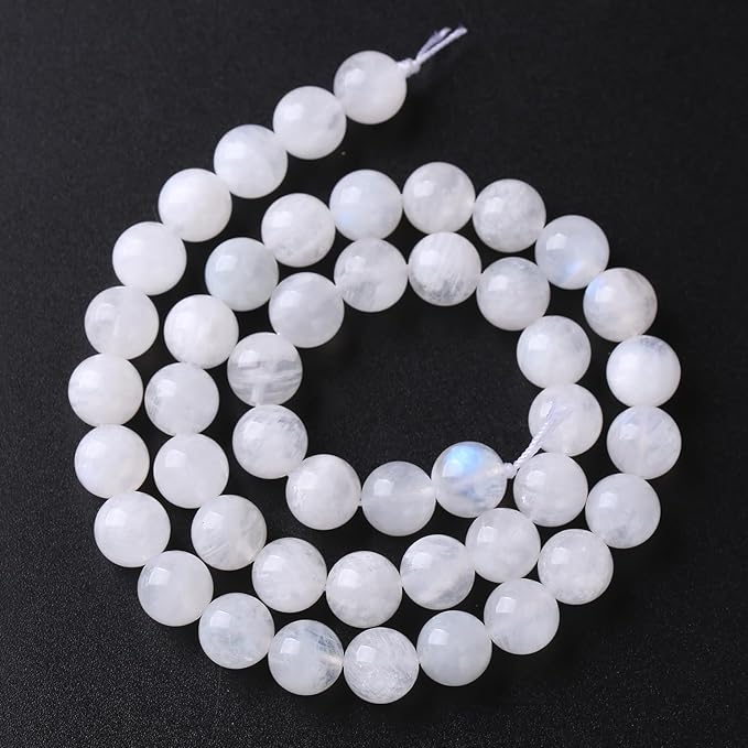 120PCS 6MM Natural Stone White Moonstone Gemstone Semi Precious Beads for Jewelry Making DIY Bracelet