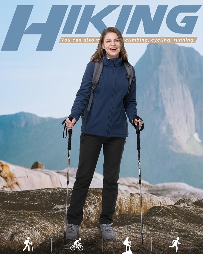 33,000ft Women's Lightweight Softshell Jacket Fleece Lined Windbreaker Waterproof Warm Jacket for Running Golf Hiking