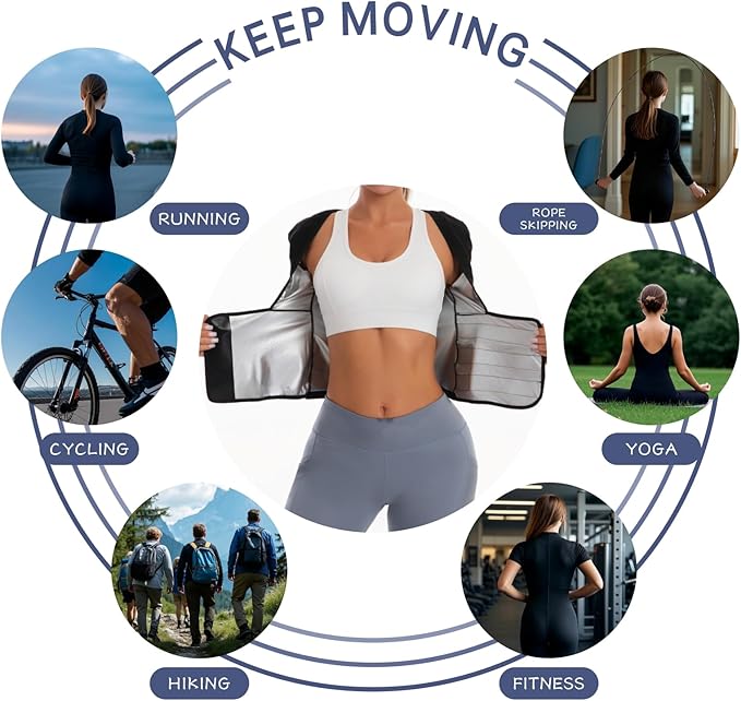 Sauna Suit Waist Trainer for Women Belly Fat,Sauna Shirt Short Sleeves Waist Trimmer Body Shaper Tank Tops