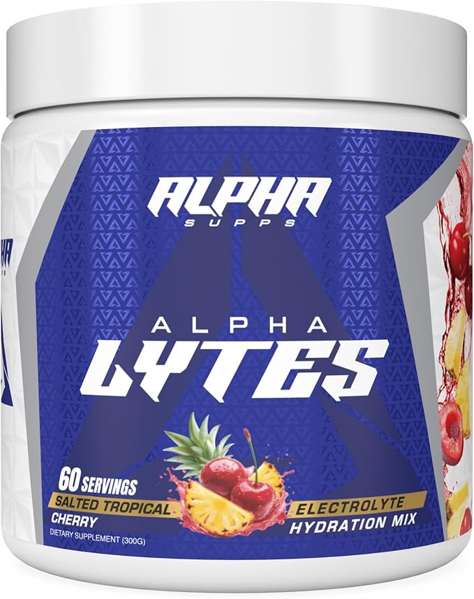 Alpha Lytes - Electrolyte Powder Daily Hydration Drink Mix - Sugar-Free, Zero Calorie Instant Formula with Trace Minerals and Antioxidants (60 Servings, Salted Tropical Cherry)