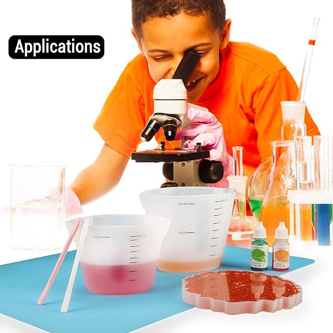 Gartful 500ml & 250ml Large Silicone Measuring Cups, Resin Mixing Cups for Epoxy, Jewelry Casting Molds, Acrylic Paint Pouring, Cup Making, Nonstick Reusable Craft Measuring Cups, 16oz & 8oz, Set of 2