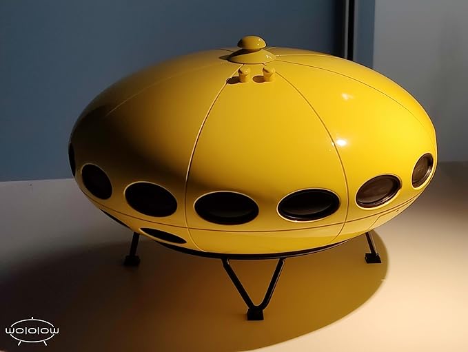 Space Age Table Lamp, LED Color Changing, 3 Light Modes, USB Rechargeable, Cordless Ambient Light (Yellow)