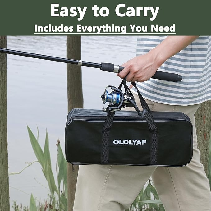 Fishing Pole Combo Set 6.9ft 2PCS Telescopic Fishing Rod and Reel Combo with Carrier Bag Collapsible Fishing Rod and Reel Kits for Bass Sea Saltwater Freshwater