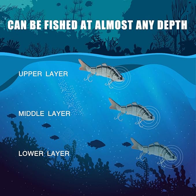 TRUSCEND Easy Catch Swimmax, Magic Noisy Turbulent Wiggling and Vibrating Actions for More Bites, Segmented Swimbait Jointed by Dyneema Strongest Fiber, Lifelike Fishing Lures for Relax Family Fishing