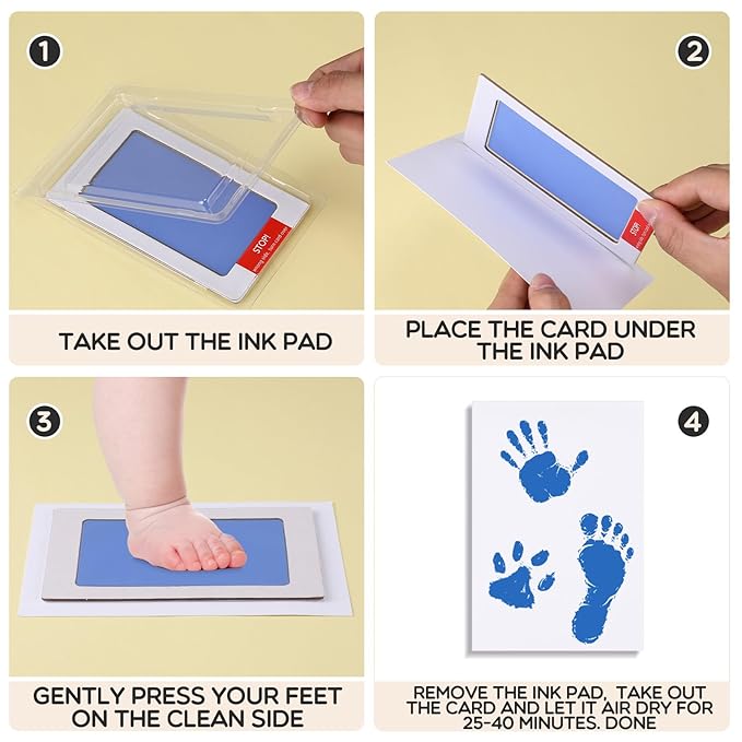 Jetec 30 Set Inkless Baby Footprint and Handprint Kit, Clean Touch Ink Pad for Baby Hand and Footprints, Dog Paw Print Kit with Ink Pads and Imprint Cards for Newborns Babies Pets Gifts (12 Colors)