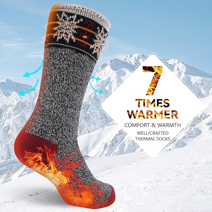 Sunew Warm Thermal Socks 4 Pack, Mens Womens Winter Heated Outdoor Skiing Thermal Socks