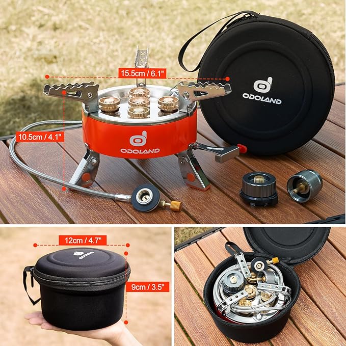 Odoland 9000W Portable Camping Stove Lightweight Camp Stove Collapsible Backpacking Stove with EVA Box for Outdoor Camping Cooking Hiking and Picnic