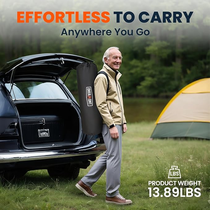 Overmont Back Support Rocking Camping Chair for Adults - Oversized with Adjustable High Backrest - Heavy Duty Folding Rocker Chair Supports 450 LBS - Perfect for Outdoor Lawn Beach Fishing Garden