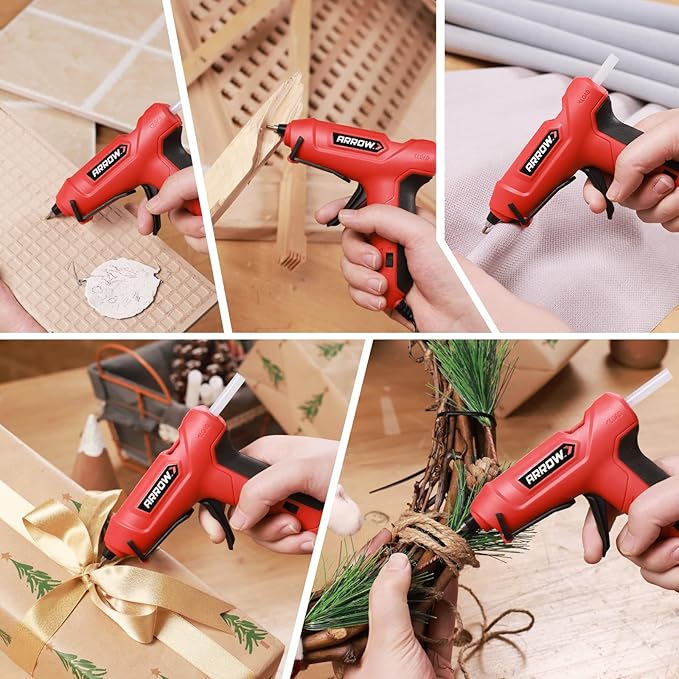 Arrow Mini Hot Glue Gun, Dual Temp Glue Gun Kit with 24Pcs Mini Glue Sticks, High/Low Temp Fast Heating Glue Guns with Stand for DIY, Decoration, Crafts, Quick Repairs