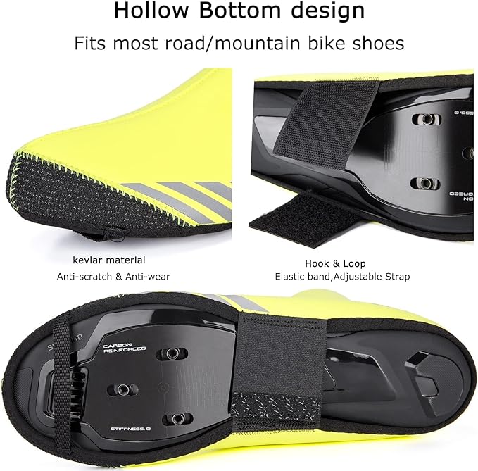 GEWAGE Cycling Shoe Covers Winter Thermal Warm Cycling Overshoes Water Resistant Windproof Bike Bicycle Shoe Covers for Man Woman (Black, X-Large)