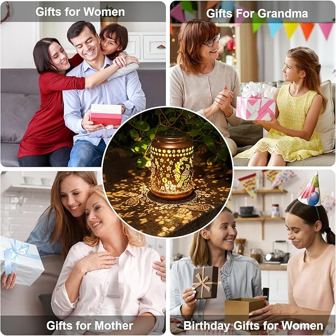 Cardinal Solar Lantern Outdoor Cardinal Decor Garden Decor Waterproof Decor Light Hanging Solar Lights Yard Decor, Gifts for Women Gifts for Mom Gifts for Grandma Cardinal Gifts