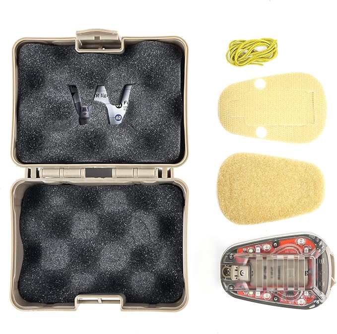 Tactical IR Helmet Light 4 Modes with Red + White LED + IR Strobe/Constant, Airsoft Survival Signal Identification Lamp for Fast Wendy and More Helmets