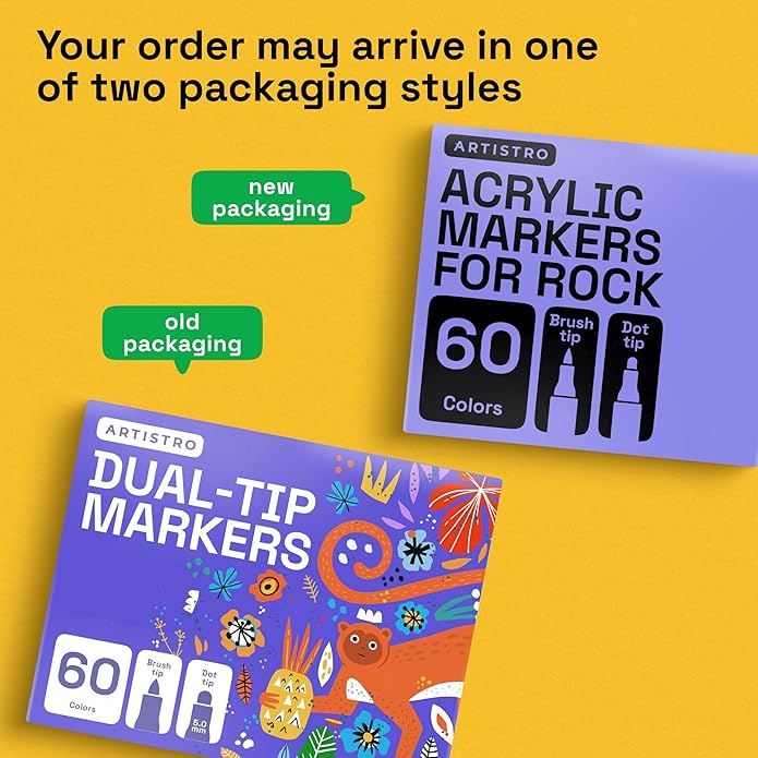 ARTISTRO Rock Acrylic Paint Markers - Rock Painting Kit for Arts & Crafts - Dual Tip Acrylic Paint Pens