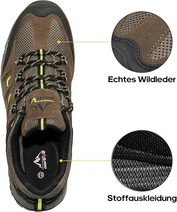 NORTIV 8 Men's Waterproof Hiking Shoes Leather Low-Top Hiking Shoes for Outdoor Trailing Trekking Camping Walking Quest