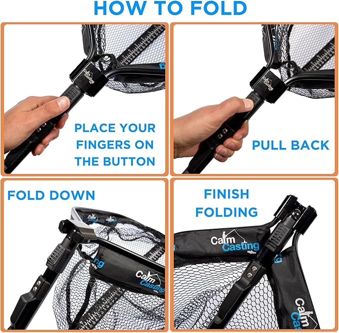 3in1 Floating Fishing Net with inbuilt Weighing Scale & Ruler for Kayak, Fly, Bass, Trout, Salmon, Steelhead Fishing, Rubber Coated Landing net for Catch & Release, Lightweight & Folding