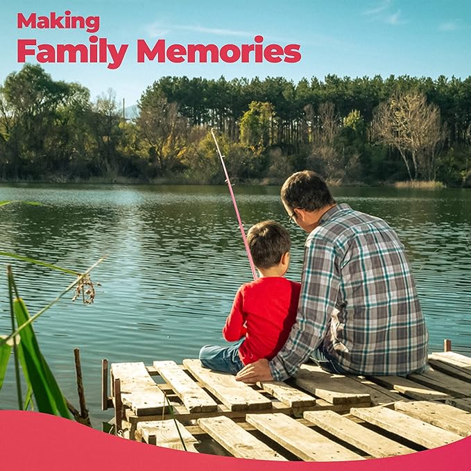 DaddyGoFish Kids Fishing Pole - Rod Reel Combo Tackle Box Starter Set - First Year Small Gear Kit for Boys Girls Toddler Youth Age Beginner Little Children