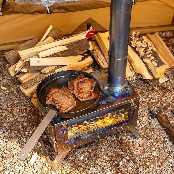 FireHiking Ultralight Wood Stove (2nd Gen) LANK Mini Camping Titanium Tent Stove Thickened TA1 Anti-deformation Folding Portable Wood Burning Stove