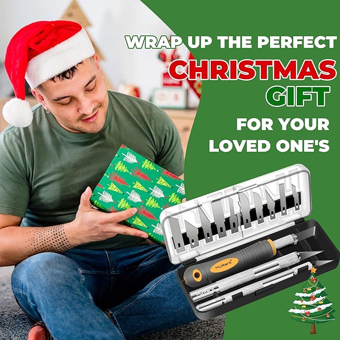 MulWark 136-Piece Precision Hobby Knife Set with Blade Storage Magnetic Handle - Portable Exacto Knife for Modeling & Crafting, Includes Chiseling, Stencil Edge & Fine Point Blades, 120#11 Blades