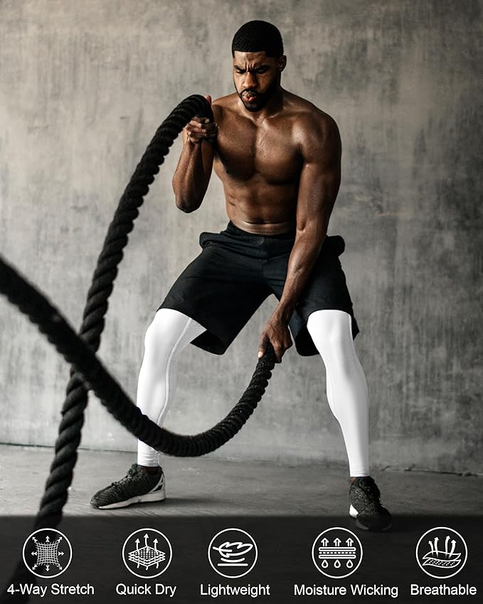 Roadbox 2 Pack Men's Compression Pants, Quick Dry Running Tights Workout Leggings, Athletic Base Layer for Gym Football Yoga